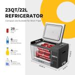 BougeRV 12 Volt Refrigerator 12V Car Fridge 23 Quart Portable Freezer Compressor Cooler 12/24V DC 110~240V AC for Truck Van RV SUV Boat Travel Camping Road Trips Tailgating -8℉~50℉ (Black)