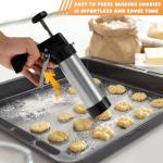 Churro Maker Machine, 3-in-1 Stainless Steel Churro Gun Kit - 16 Discs&8 Tips&2 Brush&Nozzle Converter&Piping Bag - Churro Making Kit for Homemade Churros Cookies
