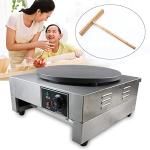 HinLIaDa 16" Commercial Electric Crepe Maker, 3000W Pancake Baking Machine Non-Stick Electric Crepe Pan Single Hotplate Adjustable Temperature 50-300℃(122-572℉) with Batter Spreader for Tortilla