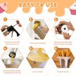 Churro Maker Machine, 3-in-1 Stainless Steel Churro Gun Kit - 16 Discs&8 Tips&2 Brush&Nozzle Converter&Piping Bag - Churro Making Kit for Homemade Churros Cookies