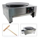 HinLIaDa 16" Commercial Electric Crepe Maker, 3000W Pancake Baking Machine Non-Stick Electric Crepe Pan Single Hotplate Adjustable Temperature 50-300℃(122-572℉) with Batter Spreader for Tortilla