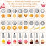 Churro Maker Machine, 3-in-1 Stainless Steel Churro Gun Kit - 16 Discs&8 Tips&2 Brush&Nozzle Converter&Piping Bag - Churro Making Kit for Homemade Churros Cookies