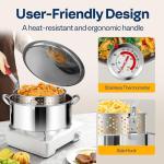 VIVOHOME 10Qt Stainless Steel Fish Fryer Pot with Thermometer and Lid, Deep Fryer with 6.7Qt Basket for Cooking Chicken Wings, Seafood, French Fries