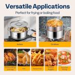 VIVOHOME 10Qt Stainless Steel Fish Fryer Pot with Thermometer and Lid, Deep Fryer with 6.7Qt Basket for Cooking Chicken Wings, Seafood, French Fries