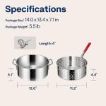 VIVOHOME 10Qt Stainless Steel Fish Fryer Pot with Thermometer and Lid, Deep Fryer with 6.7Qt Basket for Cooking Chicken Wings, Seafood, French Fries