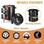 Vertical 17 Inch Charcoal Smoker Grill with Thermometers and Air Vent, Multi-Layer Meat 3-in-1 Portable light weight with 2 Access Doors Grill Smoker (17 INCH)