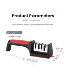 4-in-1 Kitchen Knife Sharpener, Professional Grade with Tungsten Steel and Ceramic Slots, Scissor Sharpening, Black/Red