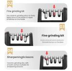 4-in-1 Kitchen Knife Sharpener, Professional Grade with Tungsten Steel and Ceramic Slots, Scissor Sharpening, Black/Red