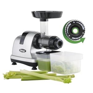 Omega Cold Press Juicer with Adjustable Dial, Silver