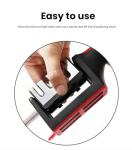 4-in-1 Kitchen Knife Sharpener, Professional Grade with Tungsten Steel and Ceramic Slots, Scissor Sharpening, Black/Red