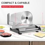 TERUISI Meat Slicer, 200W Electric Deli Food Slicer with 2 Removable 7.5'' Stainless Steel Blades and Tray, 0-15mm Adjustable Thickness For Home Use, Easy to Clean, Cuts Meat, Bread and Cheese