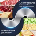 TERUISI Meat Slicer, 200W Electric Deli Food Slicer with 2 Removable 7.5'' Stainless Steel Blades and Tray, 0-15mm Adjustable Thickness For Home Use, Easy to Clean, Cuts Meat, Bread and Cheese