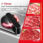 TERUISI Meat Slicer, 200W Electric Deli Food Slicer with 2 Removable 7.5'' Stainless Steel Blades and Tray, 0-15mm Adjustable Thickness For Home Use, Easy to Clean, Cuts Meat, Bread and Cheese