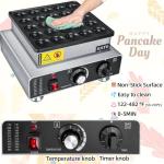 KHTD Mini Pancake Maker Machine, 25PCS Electric Nonstick Dutch Pancake Maker, 1.6 Inches Commercial Muffin Maker with Thermostat & Timer Control for Home Restaurant Snacks (12.8"D x 11.5"W x 7.6"H)