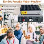 KHTD Mini Pancake Maker Machine, 25PCS Electric Nonstick Dutch Pancake Maker, 1.6 Inches Commercial Muffin Maker with Thermostat & Timer Control for Home Restaurant Snacks (12.8"D x 11.5"W x 7.6"H)