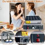KHTD Mini Pancake Maker Machine, 25PCS Electric Nonstick Dutch Pancake Maker, 1.6 Inches Commercial Muffin Maker with Thermostat & Timer Control for Home Restaurant Snacks (12.8"D x 11.5"W x 7.6"H)