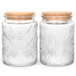 BEWAVE Vintage Glass Jar, 2 Pack, 24oz Food Storage Containers Clear Mason Jars With Airtight Lid for Kitchen Counter, Coffee, Tea, Sugar, Candy