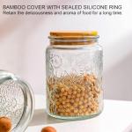 BEWAVE Vintage Glass Jar, 2 Pack, 24oz Food Storage Containers Clear Mason Jars With Airtight Lid for Kitchen Counter, Coffee, Tea, Sugar, Candy