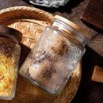 BEWAVE Vintage Glass Jar, 2 Pack, 24oz Food Storage Containers Clear Mason Jars With Airtight Lid for Kitchen Counter, Coffee, Tea, Sugar, Candy