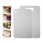 2 Packs Stainless Steel Cutting Board for Kitchen, 304 Steel Non Stick Metal Chopping Cutting Board by YAAHEIJA for Meat Fruit & Vegetable (13.4 x 9, 11.8 x 7.9 in)