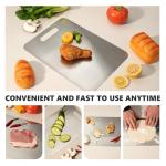 2 Packs Stainless Steel Cutting Board for Kitchen, 304 Steel Non Stick Metal Chopping Cutting Board by YAAHEIJA for Meat Fruit & Vegetable (13.4 x 9, 11.8 x 7.9 in)