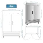 Commercial Freezer, 54" Stainless Steel Upright Freezer,-8℉ ~ -2℉ Reach-in Freezers with Single Solid Door, LED Lighting, for Restaurant, Bar, Shop, Residential, 42.2 Cu.ft (54"W)