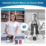Electric-Mason-Jar-Vacuum-Sealer, Automatic Wide Mouth and Regular Mouth Mason Jar Vacuum Sealer Kit, VP06+ Vaccum Sealer for Jars with Opener & 5 Pairs of Lids