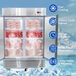 Commercial Freezer, 54" Stainless Steel Upright Freezer,-8℉ ~ -2℉ Reach-in Freezers with Single Solid Door, LED Lighting, for Restaurant, Bar, Shop, Residential, 42.2 Cu.ft (54"W)