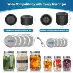 Electric-Mason-Jar-Vacuum-Sealer, Automatic Wide Mouth and Regular Mouth Mason Jar Vacuum Sealer Kit, VP06+ Vaccum Sealer for Jars with Opener & 5 Pairs of Lids