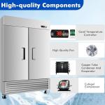 Commercial Freezer, 54" Stainless Steel Upright Freezer,-8℉ ~ -2℉ Reach-in Freezers with Single Solid Door, LED Lighting, for Restaurant, Bar, Shop, Residential, 42.2 Cu.ft (54"W)