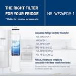 PERCOLA NS-WF26FD9-1/WF26FD9-1 Water Filter, Compatible with Insignia® NS-RFD26SS9, NS-RFD21CISS0, NS-RFD21CXSS0, NS-RFD26CXSS0 French Door Refrigerator Models (2 Pack)