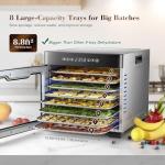 Ausegia Commercial Large Food Dehydrator, Usable Area up to 22.67ft², 1200W Full Stainless Steel Dryer Machine, up to 190℉ Temperature, for Meat, Fruit, Veggies, Beef, Herbs (8 Trays Dehydrator)