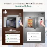 Ausegia Commercial Large Food Dehydrator, Usable Area up to 22.67ft², 1200W Full Stainless Steel Dryer Machine, up to 190℉ Temperature, for Meat, Fruit, Veggies, Beef, Herbs (8 Trays Dehydrator)