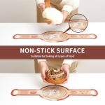 Silicone Sourdough Bread Sling Mat - 2Set Round Dough Baking Slings For Dutch Oven, NonStick High Degree Kitchen Sourbread Making Loaf Pan Lifter Liner, Reusable Cooking Transfer Mats with Long Handle
