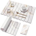 2 PCS Large Stone Dish Drying Mat for Kitchen Counter,Quick Dry Stone Dishes Mats,Marbled Water Absorbing Diatomaceous Earth Drying Pad for Countertop Bottles Utensils Cups(Gold White 24"x16"&8"x4")
