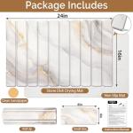 2 PCS Large Stone Dish Drying Mat for Kitchen Counter,Quick Dry Stone Dishes Mats,Marbled Water Absorbing Diatomaceous Earth Drying Pad for Countertop Bottles Utensils Cups(Gold White 24"x16"&8"x4")