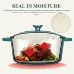 Overmont Enameled Cast Iron Dutch Oven - 7QT Pot with Lid Cookbook & Cotton Potholders - Heavy-Duty Cookware for Braising, Stews, Roasting, Bread Baking bottle green