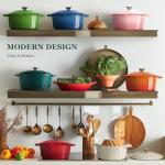 Overmont Enameled Cast Iron Dutch Oven - 7QT Pot with Lid Cookbook & Cotton Potholders - Heavy-Duty Cookware for Braising, Stews, Roasting, Bread Baking bottle green