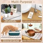 2 PCS Large Stone Dish Drying Mat for Kitchen Counter,Quick Dry Stone Dishes Mats,Marbled Water Absorbing Diatomaceous Earth Drying Pad for Countertop Bottles Utensils Cups(Gold White 24"x16"&8"x4")