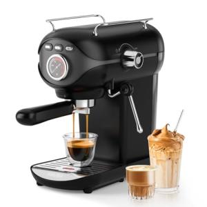 XIXUBX Espresso Machine, 20 BAR Pump Temperature Control, Compact Espresso Maker with Steam Milk Frother, Professional Coffee Makers for Home, Cappuccino, Latte, Gifts for Coffee Lover, Black