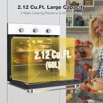 24" Gas Wall Oven, ETL Certified ThermoMate 2.12 Cu.ft. Natural Gas Oven with 5 Cooking Functions and Rotisserie, Built-in Wall Oven with Mechanical Knobs Control, White