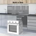 24" Gas Wall Oven, ETL Certified ThermoMate 2.12 Cu.ft. Natural Gas Oven with 5 Cooking Functions and Rotisserie, Built-in Wall Oven with Mechanical Knobs Control, White