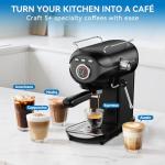 XIXUBX Espresso Machine, 20 BAR Pump Temperature Control, Compact Espresso Maker with Steam Milk Frother, Professional Coffee Makers for Home, Cappuccino, Latte, Gifts for Coffee Lover, Black