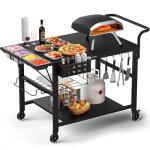 Leteuke Pizza Oven Table, Grill Cart Table for Blackstone Griddle, Outdoor Pizza Oven Stand Fits Ninja, Cuisinart, Gozney, Solo Stove, BBQ Prep Tables Station with Seasoning Tray, 47.2"x27.5"x35.8"