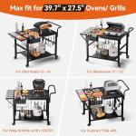 Leteuke Pizza Oven Table, Grill Cart Table for Blackstone Griddle, Outdoor Pizza Oven Stand Fits Ninja, Cuisinart, Gozney, Solo Stove, BBQ Prep Tables Station with Seasoning Tray, 47.2"x27.5"x35.8"