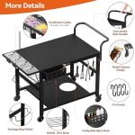 Leteuke Pizza Oven Table, Grill Cart Table for Blackstone Griddle, Outdoor Pizza Oven Stand Fits Ninja, Cuisinart, Gozney, Solo Stove, BBQ Prep Tables Station with Seasoning Tray, 47.2"x27.5"x35.8"