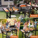 Leteuke Pizza Oven Table, Grill Cart Table for Blackstone Griddle, Outdoor Pizza Oven Stand Fits Ninja, Cuisinart, Gozney, Solo Stove, BBQ Prep Tables Station with Seasoning Tray, 47.2"x27.5"x35.8"
