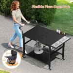Leteuke Pizza Oven Table, Grill Cart Table for Blackstone Griddle, Outdoor Pizza Oven Stand Fits Ninja, Cuisinart, Gozney, Solo Stove, BBQ Prep Tables Station with Seasoning Tray, 47.2"x27.5"x35.8"