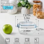 NUTRIUPS 0.8L Glass Casserole Dish with Lid Oven Safe Square Casserole Dish 5.9in Glass Microwave Bowl With Lid Microwavable Cookware (25oz-Mini)