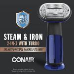 Conair 2-in-1 Handheld Steamer and Iron for Clothes, Turbo ExtremeSteam 1875W Garment Steamer and Clothing Iron,Black / Blue